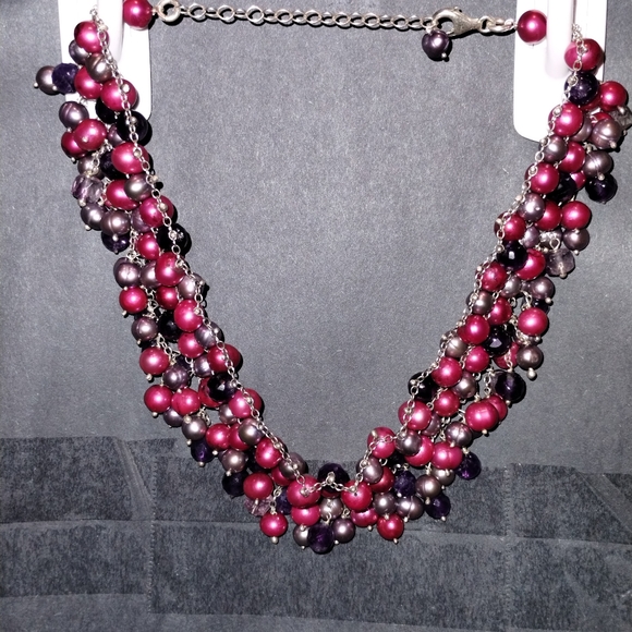 Vintage handmade 925 silver with glass beads and fresh water pearls - Picture 3 of 9